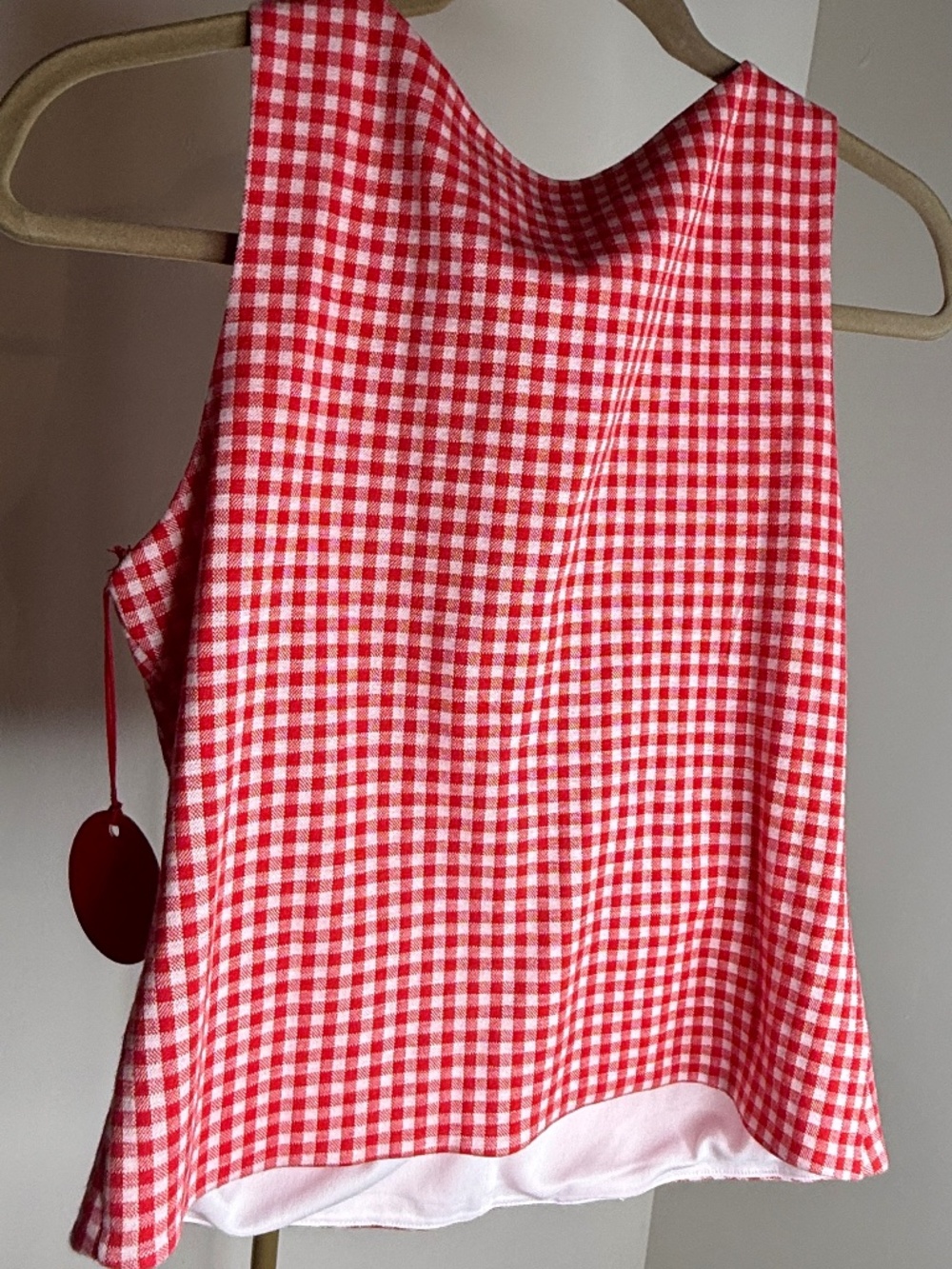 Eva Franco NWT Gingham Bow Front Crop Top Size Medium Red White - Picture 5 of 10